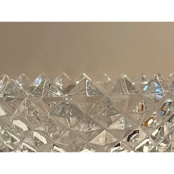 Vintage Sawtooth Diamond Point Small Glass Pedestal Bowl - Picture 2 of 10